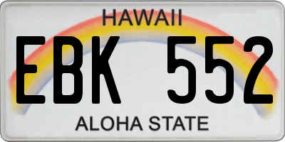 HI license plate EBK552