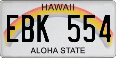 HI license plate EBK554