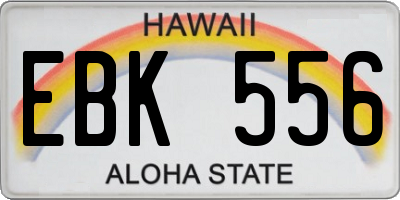 HI license plate EBK556