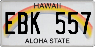 HI license plate EBK557
