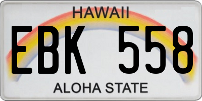 HI license plate EBK558