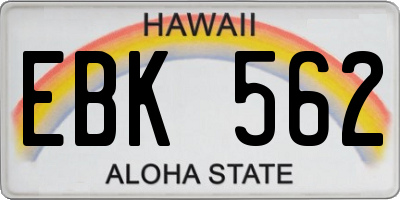 HI license plate EBK562