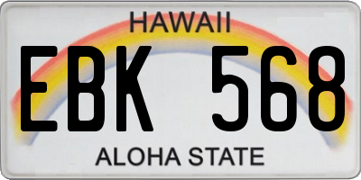 HI license plate EBK568