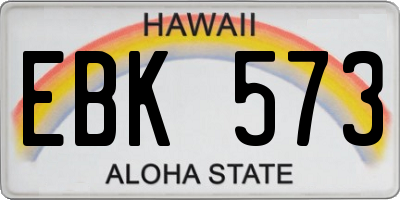 HI license plate EBK573