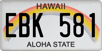 HI license plate EBK581
