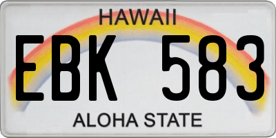 HI license plate EBK583