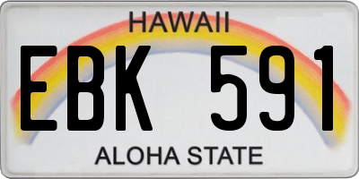 HI license plate EBK591
