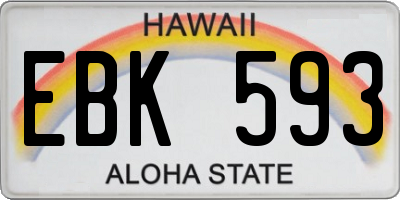 HI license plate EBK593