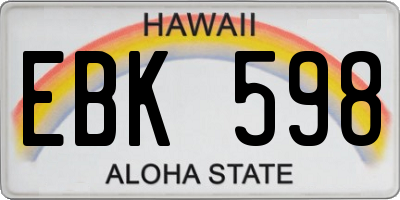 HI license plate EBK598