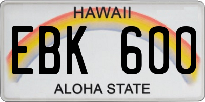 HI license plate EBK600