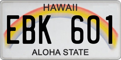 HI license plate EBK601