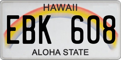 HI license plate EBK608