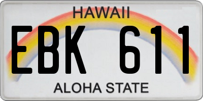 HI license plate EBK611