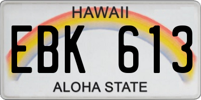 HI license plate EBK613