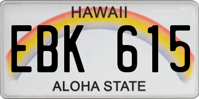 HI license plate EBK615