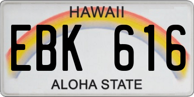 HI license plate EBK616