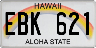 HI license plate EBK621