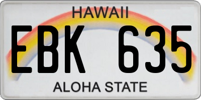HI license plate EBK635