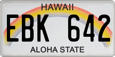 HI license plate EBK642