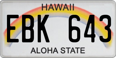 HI license plate EBK643