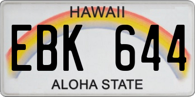 HI license plate EBK644