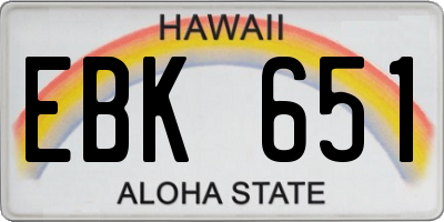HI license plate EBK651