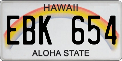 HI license plate EBK654