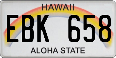 HI license plate EBK658