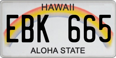 HI license plate EBK665
