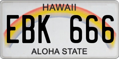 HI license plate EBK666