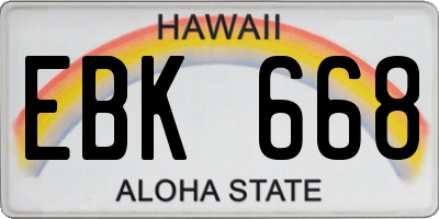 HI license plate EBK668