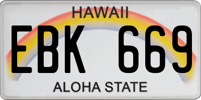 HI license plate EBK669