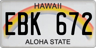 HI license plate EBK672