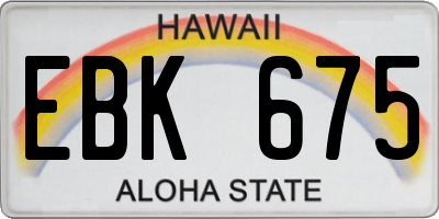 HI license plate EBK675