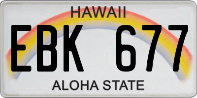 HI license plate EBK677