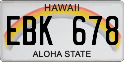 HI license plate EBK678