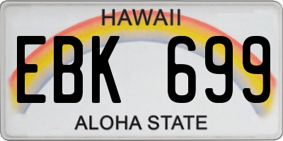 HI license plate EBK699