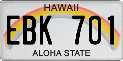 HI license plate EBK701
