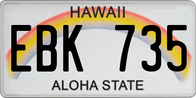 HI license plate EBK735