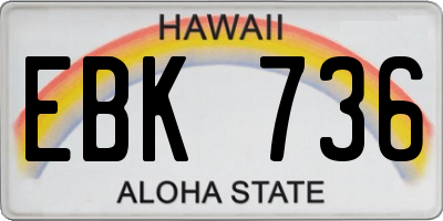 HI license plate EBK736