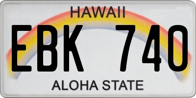 HI license plate EBK740