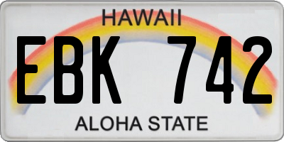 HI license plate EBK742