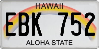 HI license plate EBK752