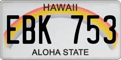 HI license plate EBK753