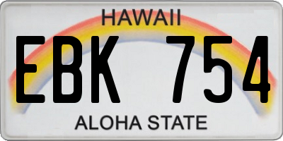 HI license plate EBK754