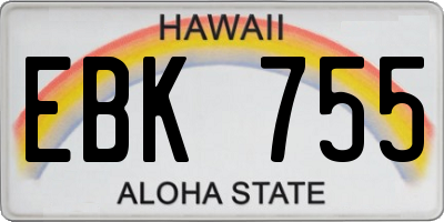 HI license plate EBK755