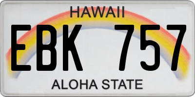 HI license plate EBK757