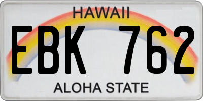HI license plate EBK762