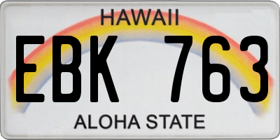 HI license plate EBK763