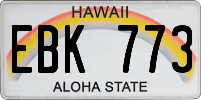 HI license plate EBK773